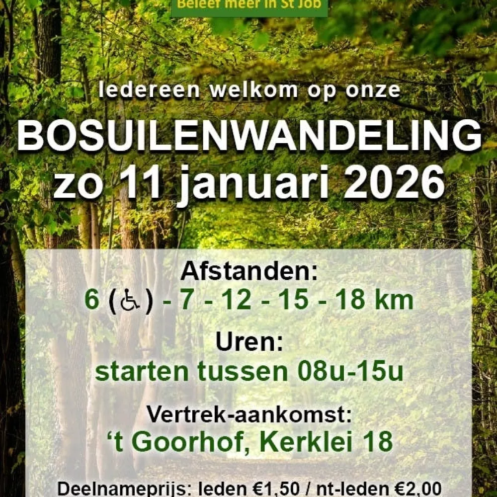 Bosuilenwandeling - winterwandeling in de bosrijke omgeving van St. Job